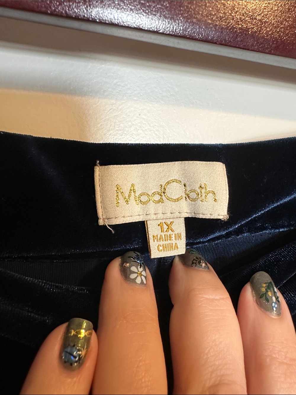 Modcloth Blue Velvet Midi Skater Skirt with Pockets! 1x - Picture 5 of 8